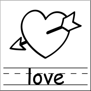 Clip Art: Basic Words: Love B&W Labeled