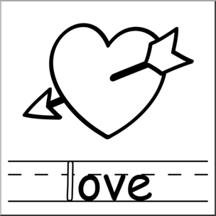 Clip Art: Basic Words: -ove Phonics: Love B&W