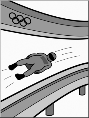 Clip Art: Winter Olympics: Luge Grayscale
