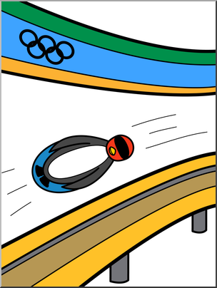 Clip Art: Cartoon Olympics: Penguin Luge Color