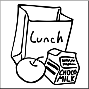 Clip Art: Lunch Bag B&W
