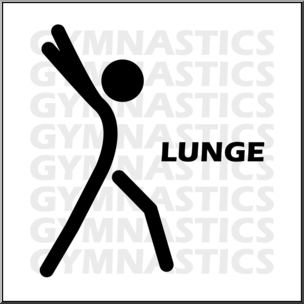 Clip Art: Gymnastics: Lunge B&W