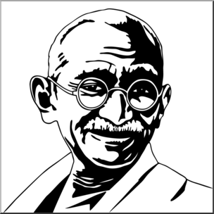 Clip Art: India: Mahatma Gandhi B&W