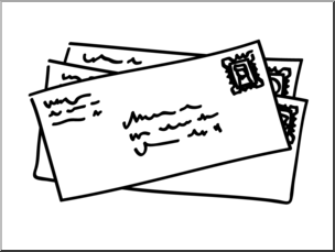 Clip Art: Basic Words: Mail B&W Unlabeled