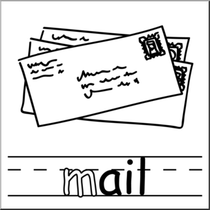Clip Art: Basic Words: -ail Phonics: Mail B&W