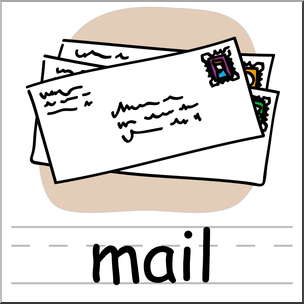 Clip Art: Basic Words: Mail Color Labeled
