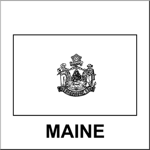 Clip Art: Flags: Maine B&W