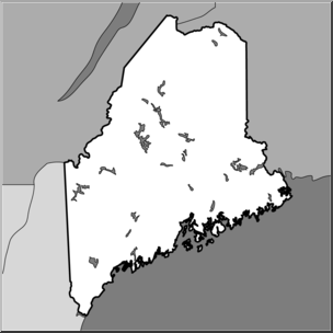Clip Art: US State Maps: Maine Grayscale