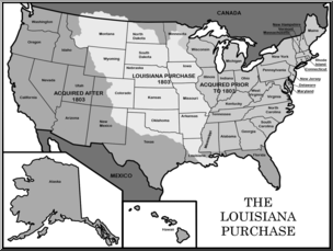Clip Art: United States History: Louisiana Purchase Grayscale