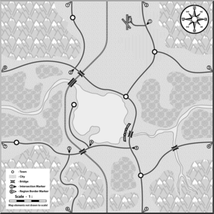 Clip Art: Generic Map 01 Grayscale Unlabeled
