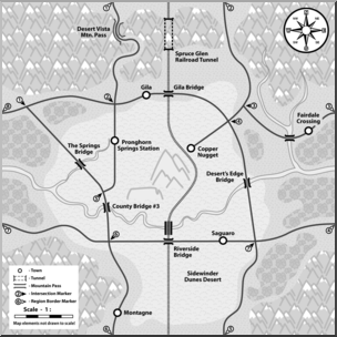 Clip Art: Generic Map 02 Grayscale Labeled