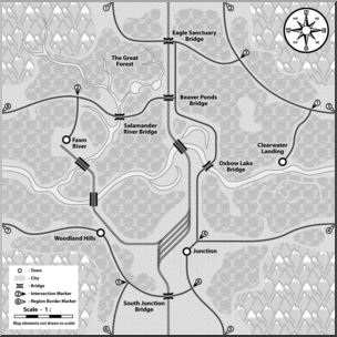 Clip Art: Generic Map 03 Grayscale Labeled