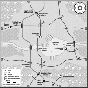 Clip Art: Generic Map 04 Grayscale Labeled