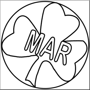 Clip Art: Month Icon: March B&W