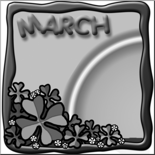 Clip Art: Month Graphic: March Grayscale