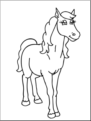 Clip Art: Cartoon Horse: Mare B&W