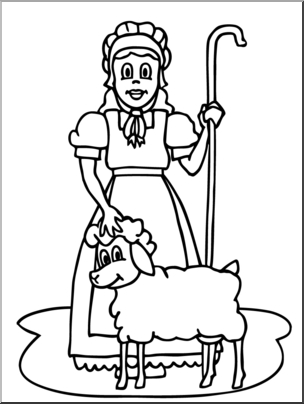 Clip Art: Mary Had A Little Lamb B&W