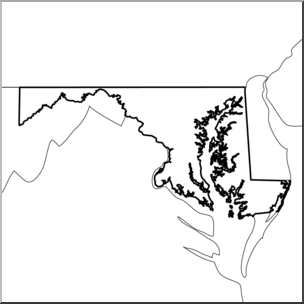 Clip Art: US State Maps: Maryland B&W