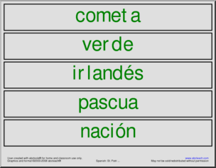 Spanish: Marzo – SeÃ’ales de vocabulario (elementaria/primaria)