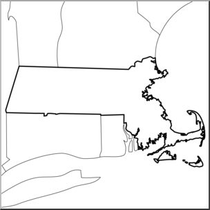 Clip Art: US State Maps: Massachusetts B&W