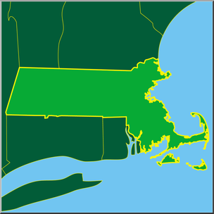 Clip Art: US State Maps: Massachusetts Color