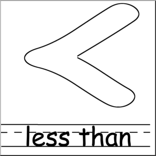 Clip Art: Math Symbols: Set 2: Less Than B&W Labeled