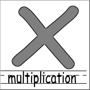 Clip Art: Math Symbols: Set 2: Multiplication Grayscale Labeled