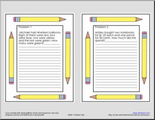 Problem Solving Cards – Set A (with lines) Clip Art