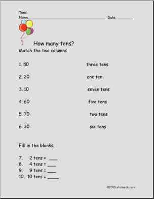 Tens (primary/elem) Worksheet