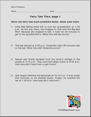 Word Problems – Fairy Tale Time (elem)