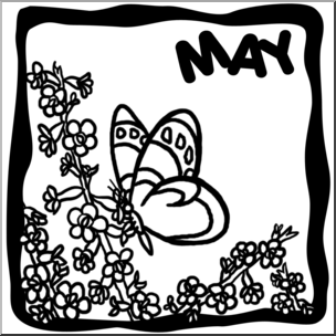 Clip Art: Month Graphic: May B&W