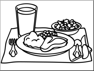 Clip Art: Basic Words: Meal B&W Unlabeled