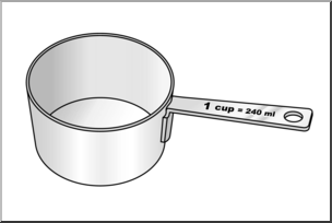 Clip Art: Measuring Cups: One Cup Grayscale