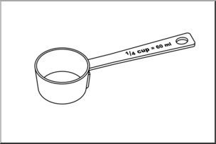 Clip Art: Measuring Cups: Quarter Cup B&W