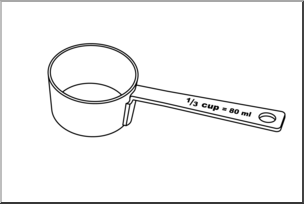 Clip Art: Measuring Cups: Third Cup B&W