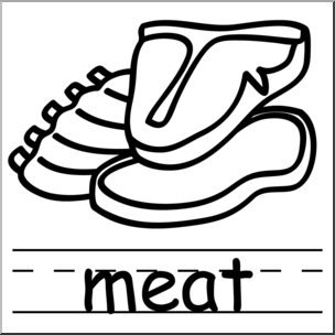 Clip Art: Basic Words: Meat B&W Labeled