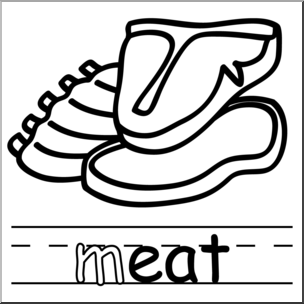 Clip Art: Basic Words: -eat Phonics: Meat B&W