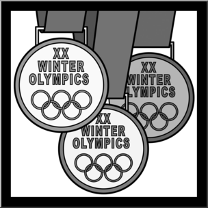 Clip Art: 2006 Winter Olympics Medals Grayscale