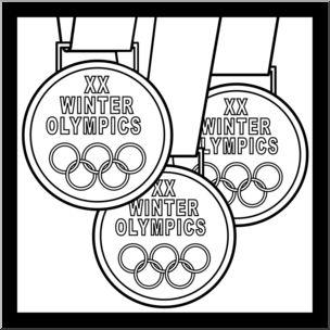 Clip Art: 2006 Winter Olympics Medals B&W