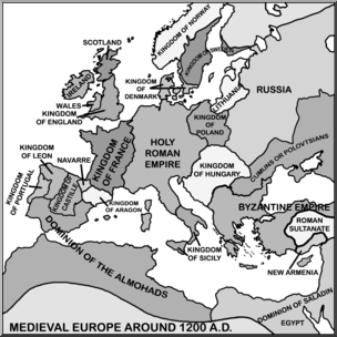 Clip Art: Medieval Europe Map Grayscale