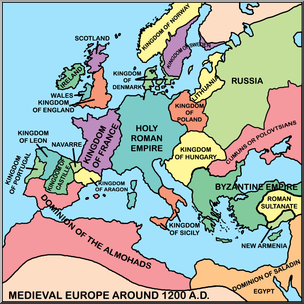 Clip Art: Medieval Europe Map Color