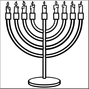 Clip Art: Hanukkah: Menorah B&W