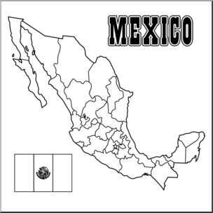 Clip Art: Mexico Map B&W Blank