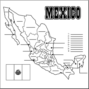 Clip Art: Mexico Map B&W Unlabeled