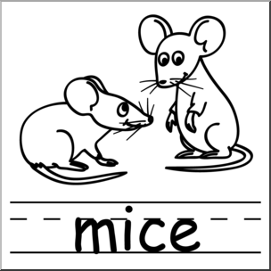 Clip Art: Basic Words: Mice B&W Labeled
