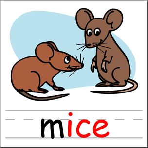 Clip Art: Basic Words: -ice Phonics: Mice Color