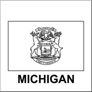 Clip Art: Flags: Michigan B&W