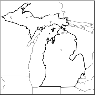 Clip Art: US State Maps: Michigan B&W