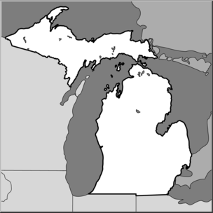 Clip Art: US State Maps: Michigan Grayscale