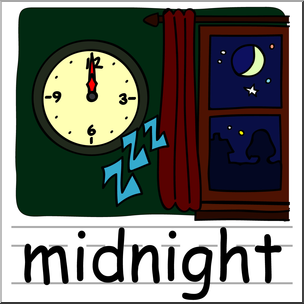 Clip Art: Basic Words: Midnight Color Labeled